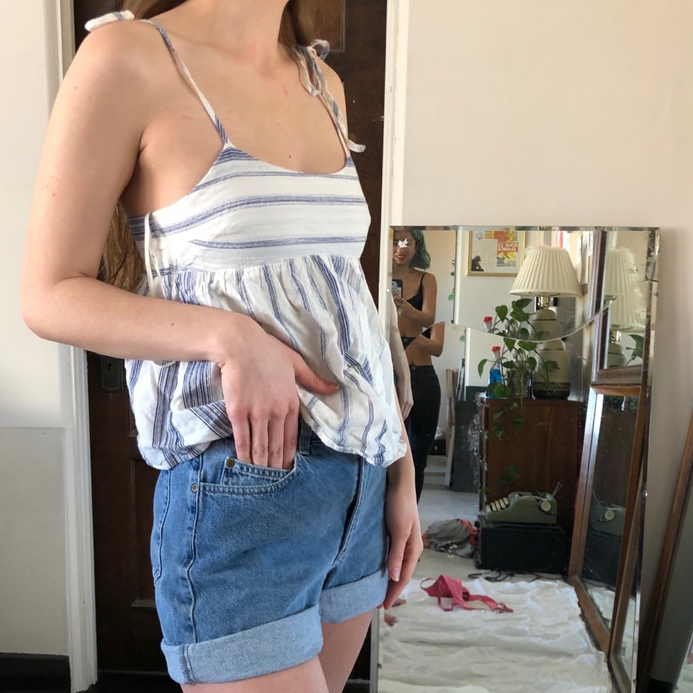 J by J.O.A sea tie strap linen striped summer top